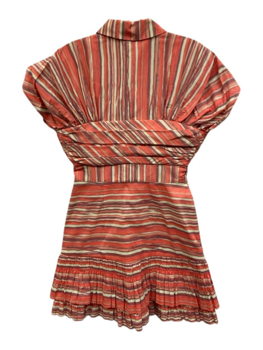 Alexis Size XS Orange, Purple, & Cream Polyester Cap Sleeve Stripe Buttons Dress Orange, Purple, & Cream / XS