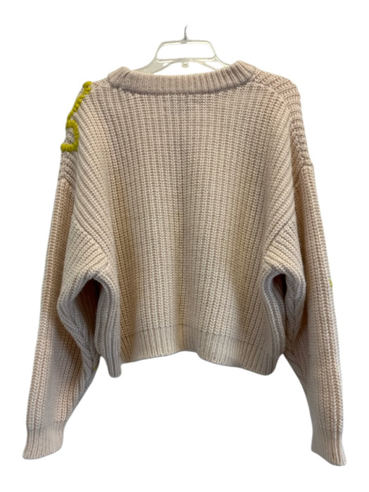 Essentiel Antwerp Size S Cream & Yellow Green Acrylic & Wool Knit Sweater Cream & Yellow Green / S