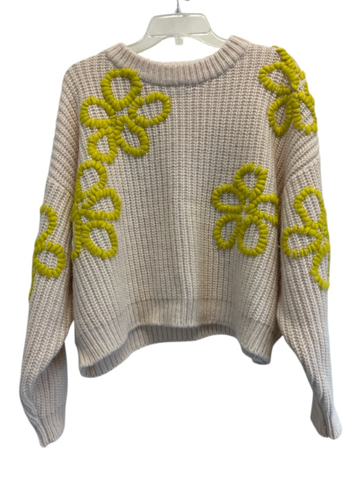 Essentiel Antwerp Size S Cream & Yellow Green Acrylic & Wool Knit Sweater Cream & Yellow Green / S
