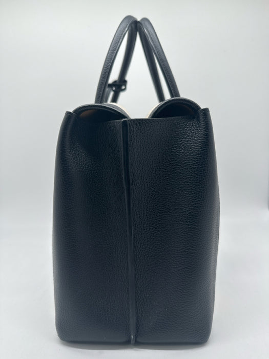 MCM Black & White Leather & Canvas Handbag Striped silver hardware Bag