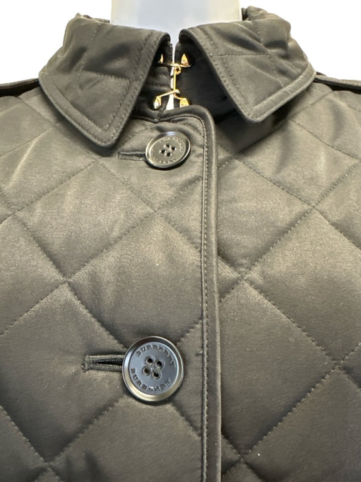 Burberry Size M Black Polyester Quilted Novacheck Lining Buttons Collar Jacket Black / M