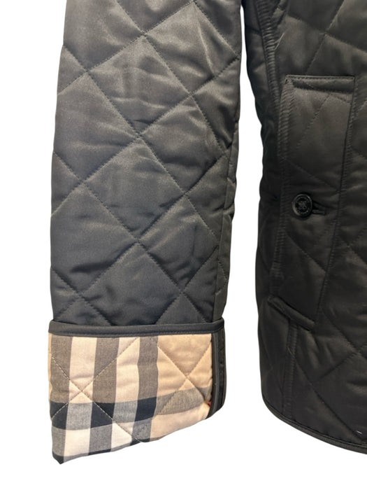 Burberry Size M Black Polyester Quilted Novacheck Lining Buttons Collar Jacket Black / M