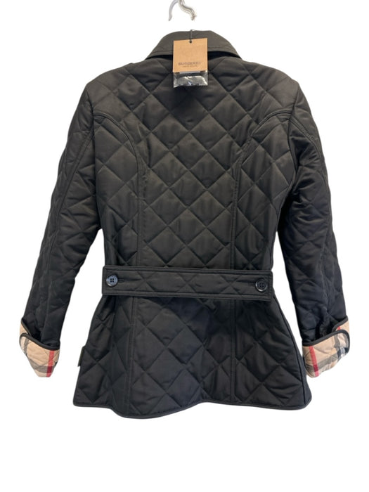 Burberry Size M Black Polyester Quilted Novacheck Lining Buttons Collar Jacket Black / M