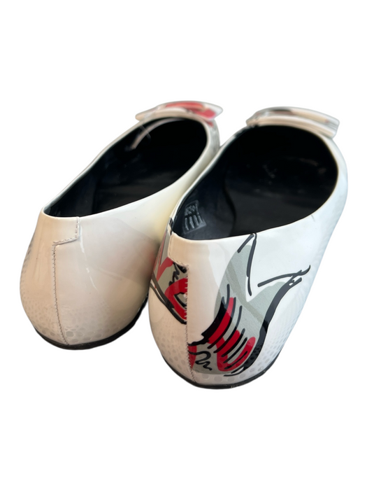 Roger Vivier Shoe Size 40 White Patent Leather Square Buckle Graphic Print Shoes White / 40
