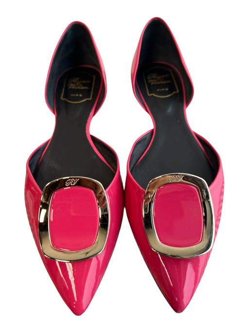 Roger Vivier Shoe Size 40 Pink Patent Leather Curved Silver Buckle D'orsay Shoes Pink / 40