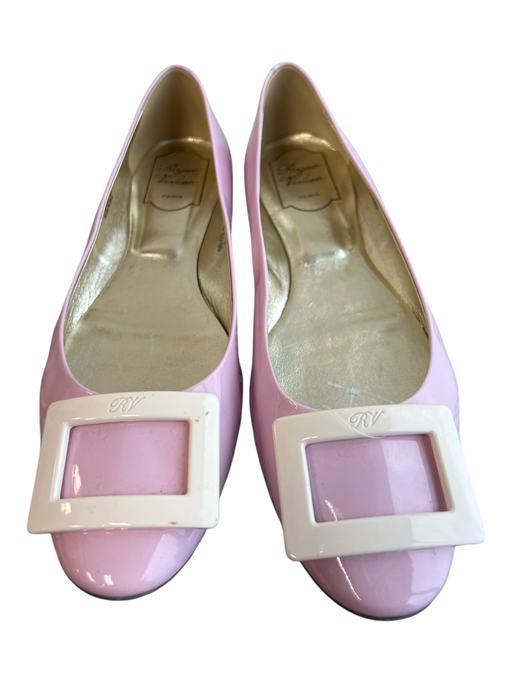 Roger Vivier Shoe Size 40 Purple Patent Leather Square Buckle Square Toe Shoes Purple / 40