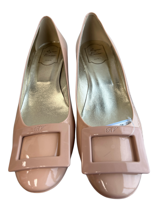 Roger Vivier Shoe Size 40 Beige Patent Leather Square Buckle Solid Pump Shoes Beige / 40
