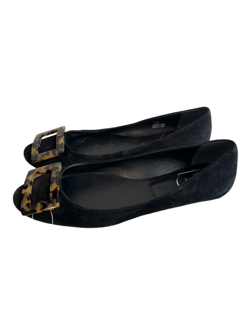 Roger Vivier Shoe Size 40 Black Suede Almond Toe Buckle Detail Flat Shoes Black / 40
