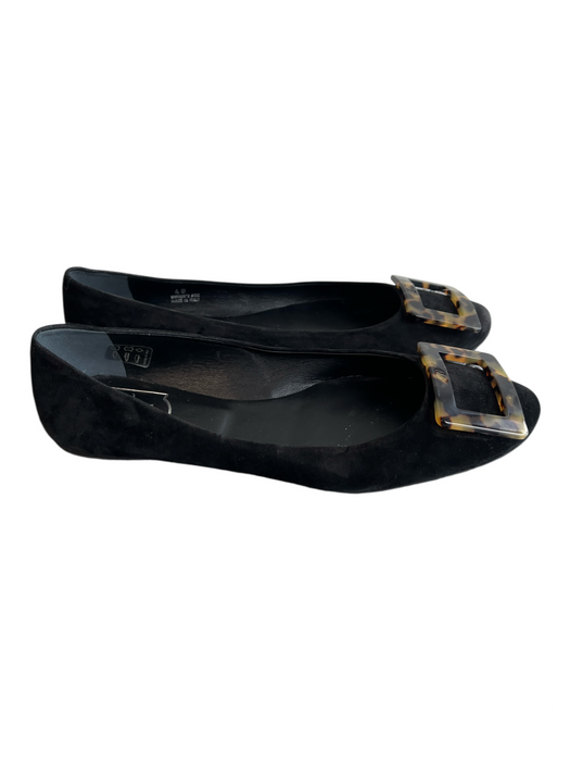Roger Vivier Shoe Size 40 Black Suede Almond Toe Buckle Detail Flat Shoes Black / 40