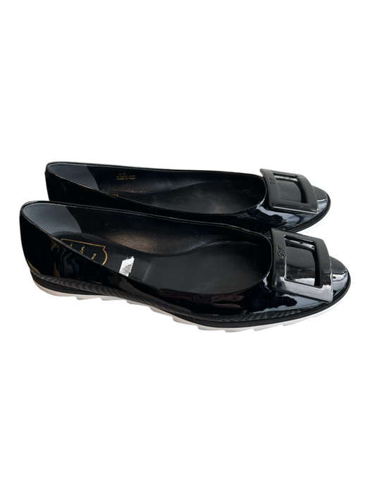 Roger Vivier Shoe Size 40 Black Leather Almond Toe Buckle Detail Flat Shoes Black / 40