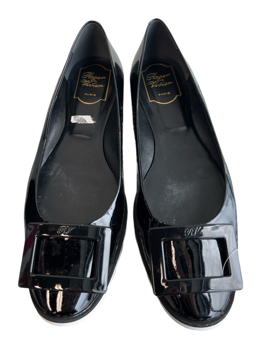 Roger Vivier Shoe Size 40 Black Leather Almond Toe Buckle Detail Flat Shoes Black / 40