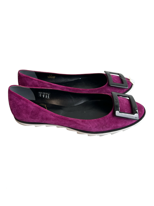 Roger Vivier Shoe Size 40 Purple Suede Almond Toe Buckle Detail Flat Shoes Purple / 40