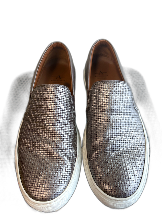 Aquatalia Shoe Size 9.5 Silver Manmade Material Round Toe Woven Flat Shoes Silver / 9.5