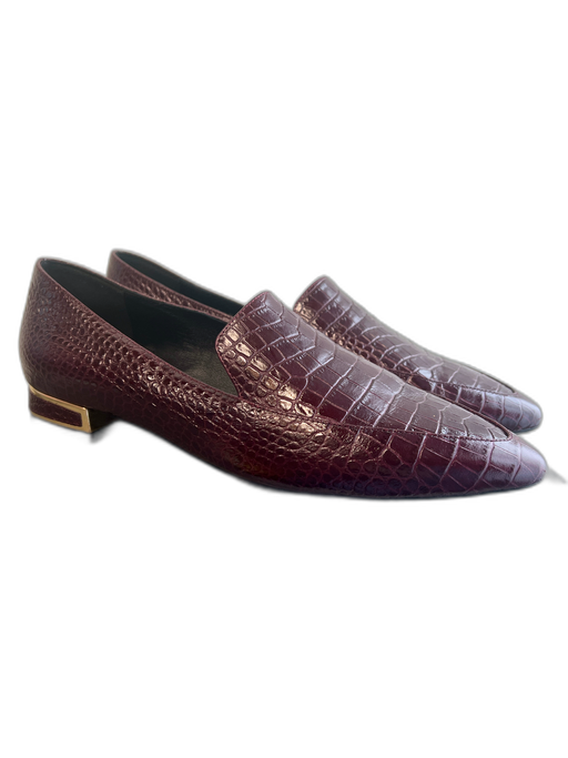 Aquatalia Shoe Size 10 Maroon Leather Crocodile Embossed Pointed Toe Shoes Maroon / 10