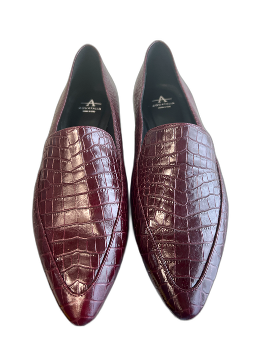 Aquatalia Shoe Size 10 Maroon Leather Crocodile Embossed Pointed Toe Shoes Maroon / 10