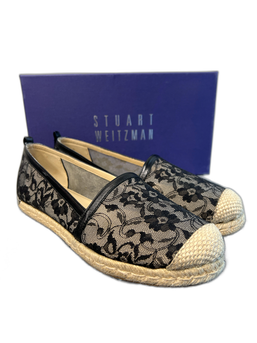 Stuart Weitzman Shoe Size 9.5 Black Manmade Material Round Toe Espadrille Shoes Black / 9.5