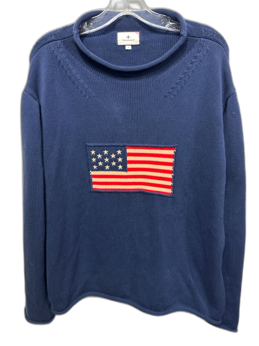 Tuckernuck Size Large Navy, Red, White Cotton Blend Flag Knit Sweater Navy, Red, White / Large