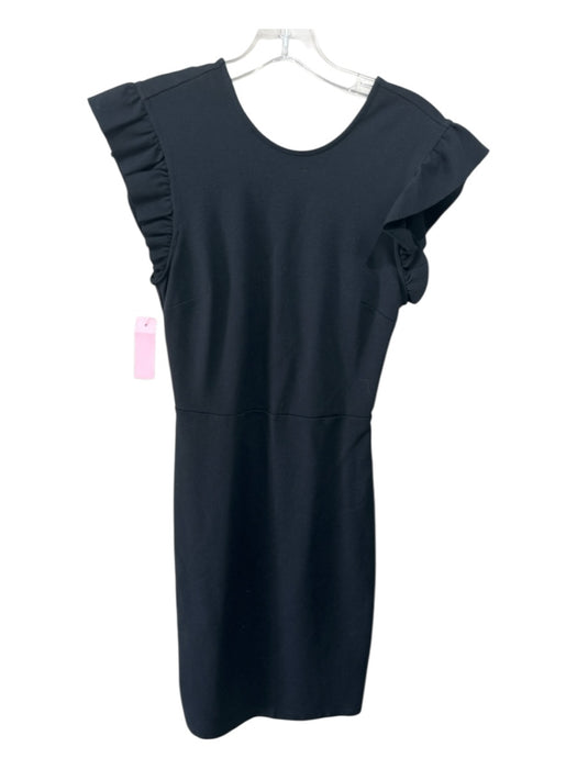 Avec Les Filles Size XXS Black Rayon Blend Ruffle Short Sleeve Dress Black / XXS