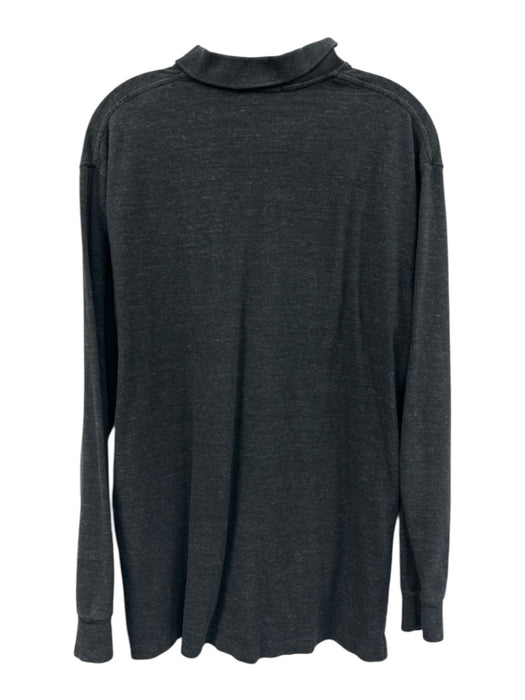 Polo Size L Dark Gray Cotton Solid Polo Men's Long Sleeve Shirt Dark Gray / L