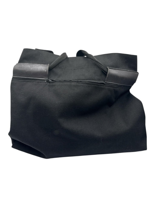 Longchamp Black & Multi Canvas & Leather Velcro Zip Pocket Two Handle Tote Bag Black & Multi