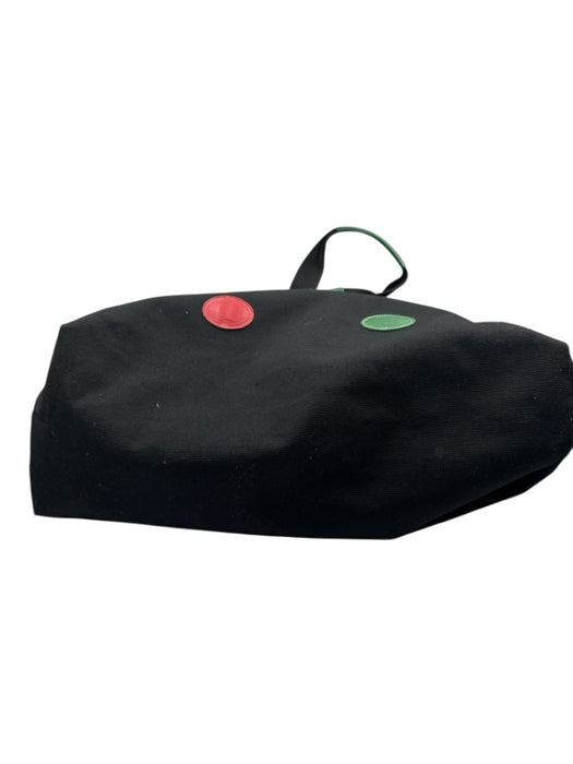 Longchamp Black & Multi Canvas & Leather Velcro Zip Pocket Two Handle Tote Bag Black & Multi