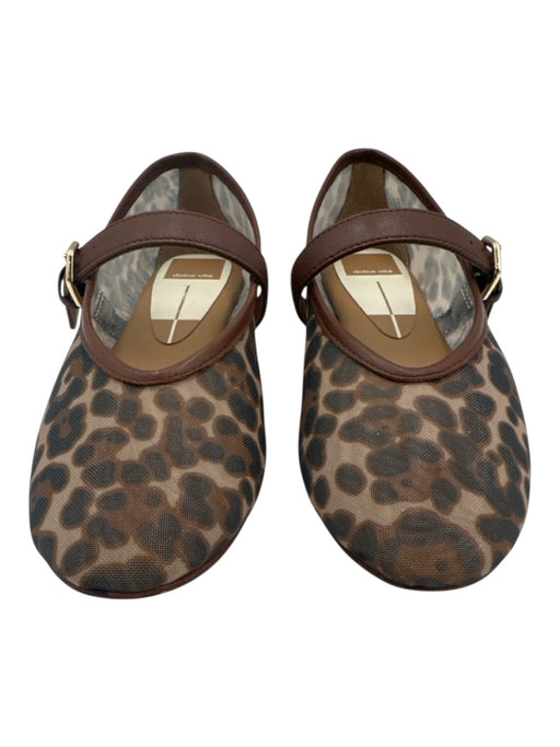 Dolce Vita Shoe Size 6 Brown & Black Leather & Textile Mesh Leopard Print Flats Brown & Black / 6