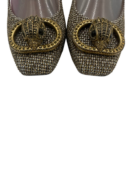 Kurt Geiger Shoe Size 36.5 Black, White & Gold textile upper Logo Slingbacks Black, White & Gold / 36.5