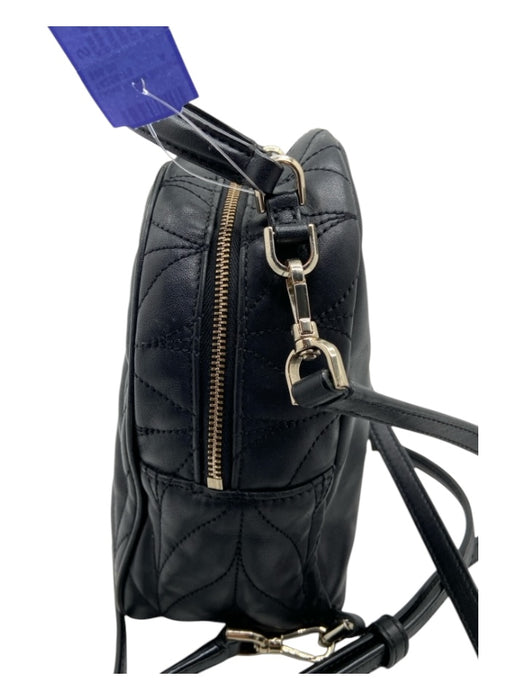 Kate Spade Black Leather Quilted Zip Top Removable Straps Backpack Bag Black / S