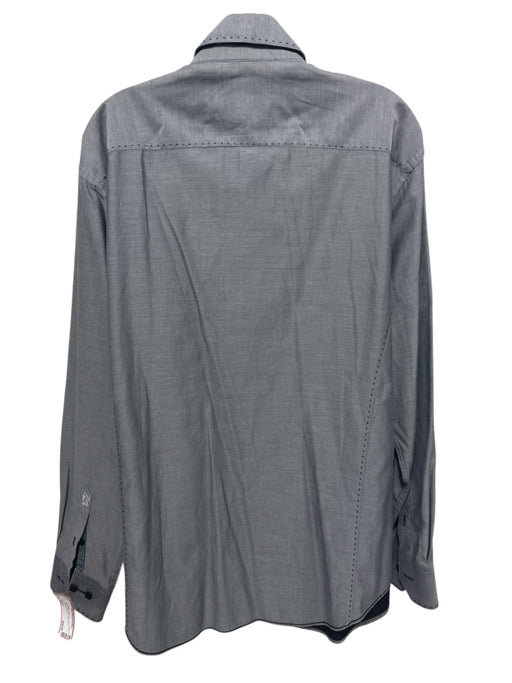 Bugatchi Size Est L Gray Cotton Solid Button Down Men's Long Sleeve Shirt Gray / Est L