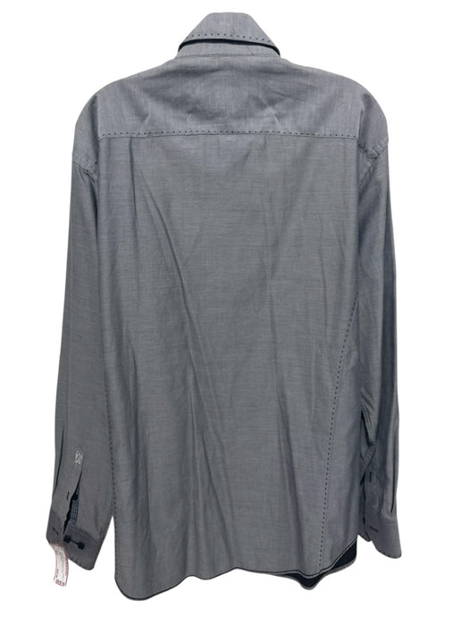 Bugatchi Size Est L Gray Cotton Solid Button Down Men's Long Sleeve Shirt Gray / Est L