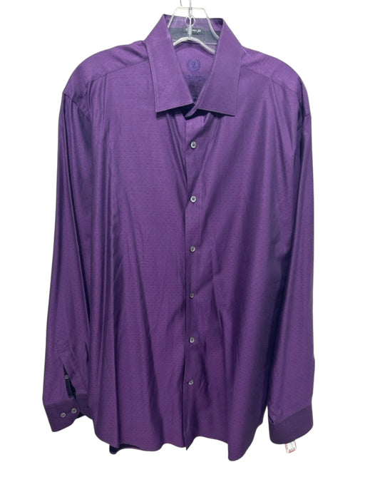 Bugatchi Size Est L Purple Cotton All Over Print Button Down Long Sleeve Shirt Purple / Est L