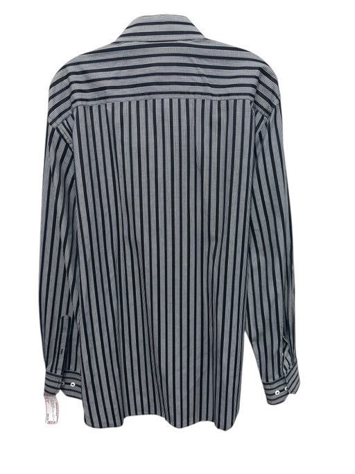 Bugatchi Size XL Black & White Striped Button Down Men's Long Sleeve Shirt Black & White / XL
