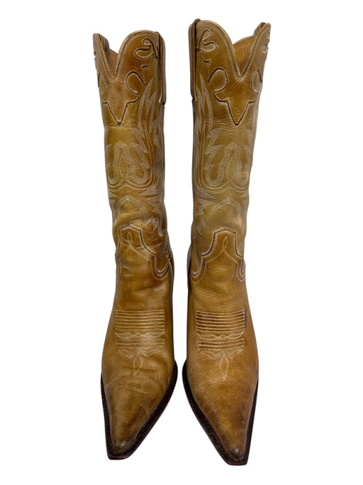 Charlie Horse Shoe Size 7B Tan Brown Leather Contrast Stitch Pointed Toe Boots Tan Brown / 7B