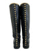 Alexander McQueen Shoe Size 37 Black & Gold Leather Spike Studs Knee High Boots Black & Gold / 37