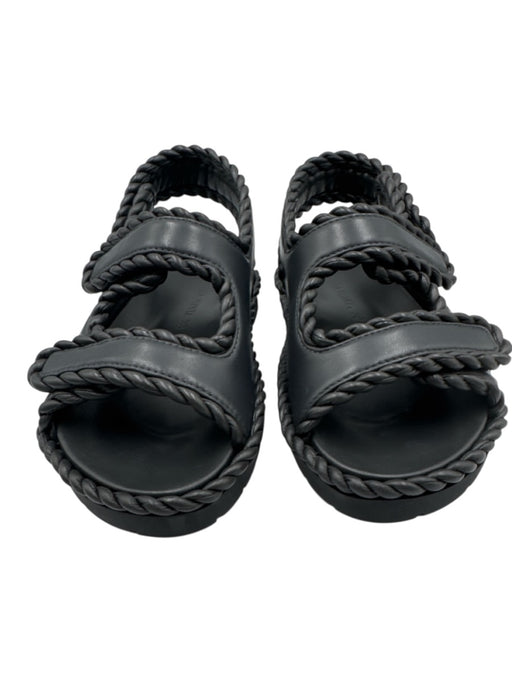 Bottega Veneta Shoe Size 38 Gray & Black Nappa Leather Rubber Sole Sandals Gray & Black / 38