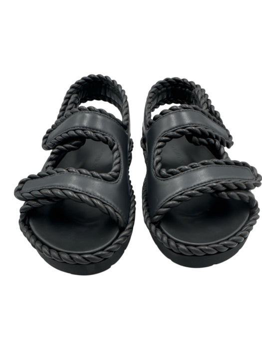 Bottega Veneta Shoe Size 38 Gray & Black Nappa Leather Rubber Sole Sandals Gray & Black / 38