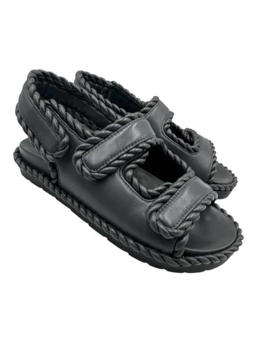 Bottega Veneta Shoe Size 38 Gray & Black Nappa Leather Rubber Sole Sandals Gray & Black / 38