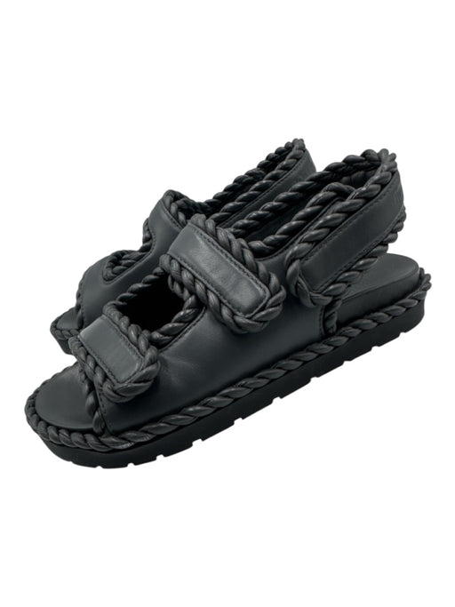 Bottega Veneta Shoe Size 38 Gray & Black Nappa Leather Rubber Sole Sandals Gray & Black / 38
