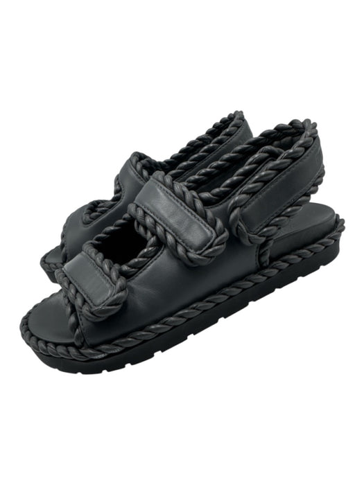 Bottega Veneta Shoe Size 38 Gray & Black Nappa Leather Rubber Sole Sandals Gray & Black / 38