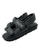 Bottega Veneta Shoe Size 38 Gray & Black Nappa Leather Rubber Sole Sandals Gray & Black / 38