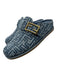 Fendi Shoe Size 38 Blue textile upper Denim Monogram Buckle Mule Flats Blue / 38