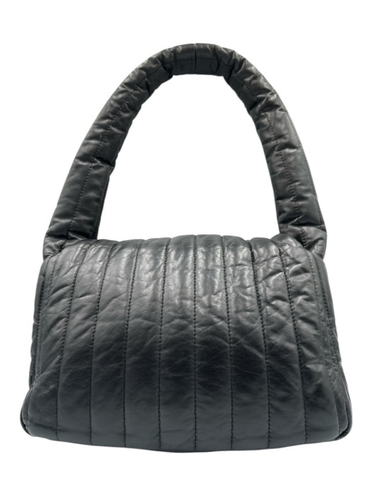 Balenciaga Black Leather Quilted Silver Hardware Logo Shoulder Bag Black / Medium