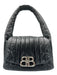 Balenciaga Black Leather Quilted Silver Hardware Logo Shoulder Bag Black / Medium