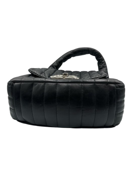 Balenciaga Black Leather Quilted Silver Hardware Logo Shoulder Bag Black / Medium