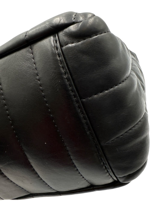 Balenciaga Black Leather Quilted Silver Hardware Logo Shoulder Bag Black / Medium
