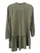 Maeve Size 2 Green Cotton Gauze Button Down Ruffle Hem Long Sleeve Dress Green / 2