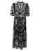 Needle & Thread Size 2 Black & White Polyester Floral Embroidered V Neck Dress Black & White / 2