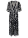 Needle & Thread Size 2 Black & White Polyester Floral Embroidered V Neck Dress Black & White / 2