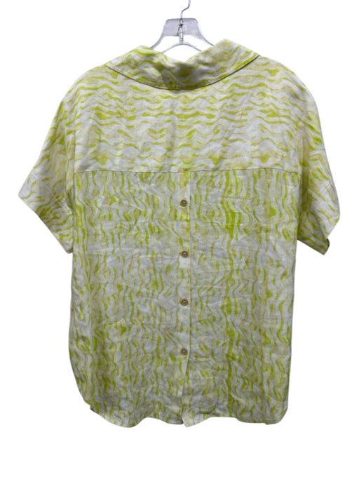 Hunter Bell Size XS White & Green Linen & Rayon Abstract Print Cap Sleeve Top White & Green / XS