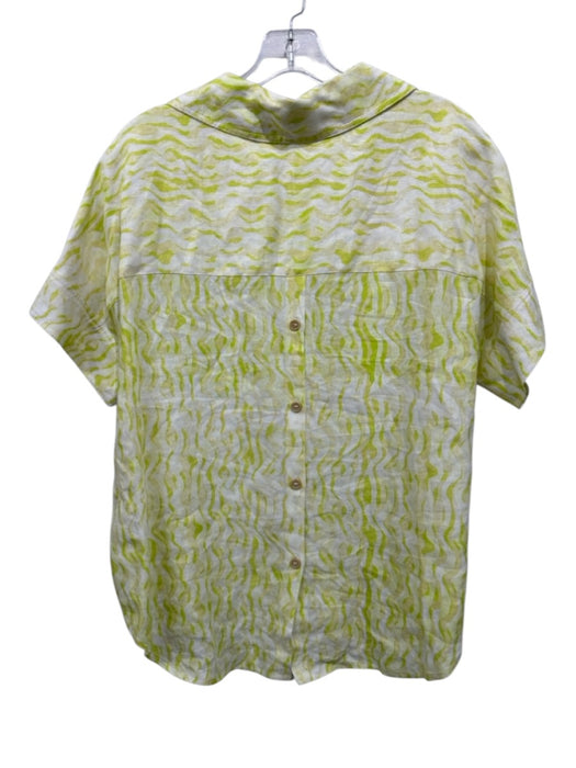 Hunter Bell Size XS White & Green Linen & Rayon Abstract Print Cap Sleeve Top White & Green / XS